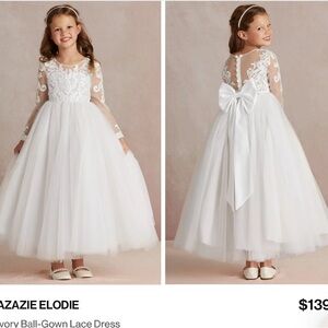 Azazie Ivory Ball-Gown Lace Dress